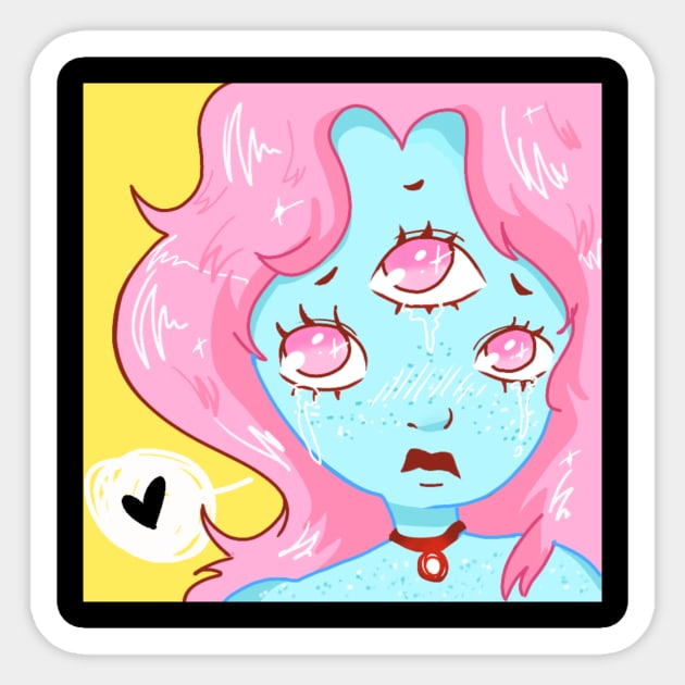 Alien kawaii girl by mamitheartist Sticker by MamiTheArtist